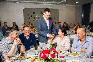 A festive event with a presenter