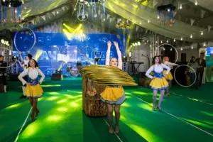 Circus act with hoops