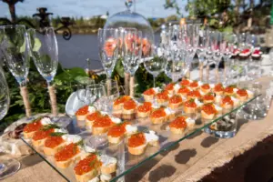 Sandwiches with red caviar