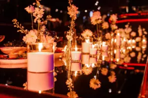 Candles are on the table