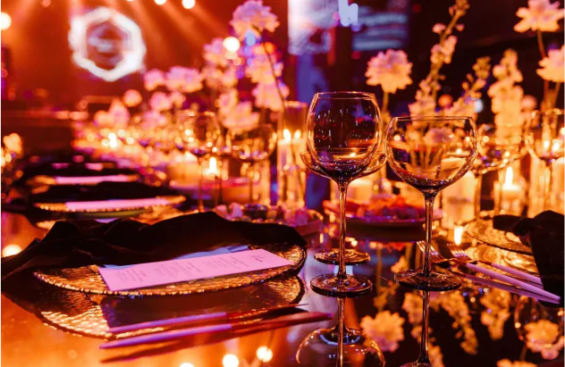 Two empty wine glasses