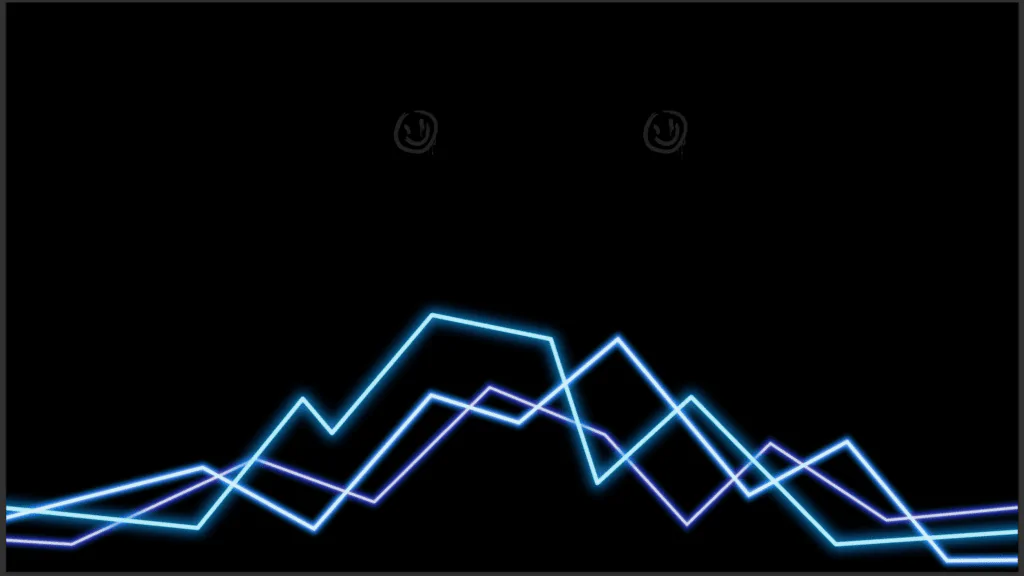 Neon blue and purple line graph glowing on a black background Blue and purple neon graph
