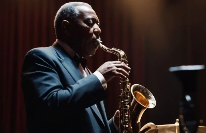 Talented dark-skinned saxophone player Dark-skinned saxophonist