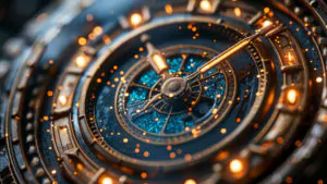 Strange clock face with light streaks