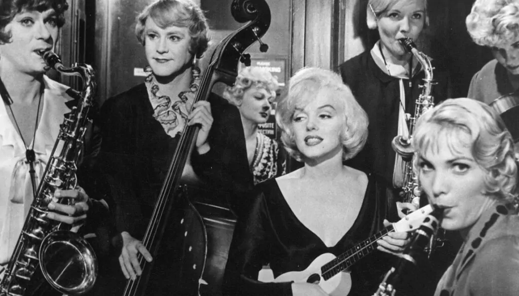 Iconic scene from the classic movie \"Some Like It Hot\" Scene from the movie "Some Like It Hot"